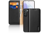 Mobiel - Covers & Cases - Dux Ducis Hivo Leather Flip Case Genuine Leather Cover Card & Document Wallet Samsung Galaxy S22+ (S22 Plus) Black - 6934913043639