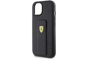 Mobiel - Covers & Cases - Ferrari Grip Stand Metal Logo Case for iPhone 15 - Black - 3666339201838