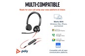 Headphones/Headsets - HP Poly Blackwire 3325 Stereo Microsoft Teams Certified USB-C Headset +3.5mm Plug +USB-C/A Adapter - 8X222AA