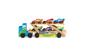 Speelgoedauto - Melissa & Doug Wooden Vehicles Car Carrier Mega Race Car - 6073486