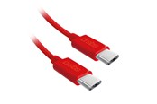 USB-kabel - SBS TECABLETISSUETCCR USB-C - USB-C 1.5m 60W Braided Cable - Red - TECABLETISSUETCCR