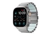 Smartwatch - Accessoires - Nomad Stratos Band - 49mm | Natural Titanium | Icy Blue Glow FKM - NM009902858