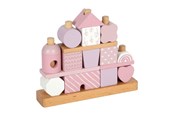 Speelgoed voor baby's - Small Foot - Wooden Stacking House Pink - 18pcs. - 12713