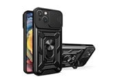 Mobiel - Covers & Cases - Hurtel Hybrid Armor Camshield case for Motorola Moto G62 5G Armored Case with Camera Cover Black - 9145576272978