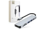 USB hub - Tech-Protect HUB V3 5in1 USB-C - USB-A 3.0 / USB-A 2.0 / USB-C / HDMI / RJ45 - grey USB hub - 6 - USB 2.0 - Grijs - 9589046919343