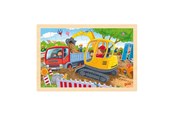 Puzzels - Goki Wooden Jigsaw Puzzle Excavator 24pcs. Hout - 57338