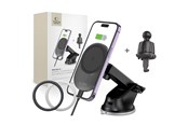 Mobiel - Adapters & Opladers - Tech-Protect  MM15W-V1 Car Phone Holder with MagSafe 15W Inductive Charger for Cockpit / Air Vent - Black - 9490713931073