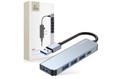 USB hub - Tech-Protect HUB V0 5in1 USB-A - USB-A 3.0 / 3x USB-A 2.0 / USB-C - grey USB hub - 5 - USB 2.0 - Grijs - 9490713935255