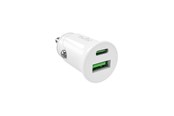 Mobiel - Adapters & Opladers - Puro Pro Lite Car Charger 1x USB-A + 1x USB-C Power Delivery 20W - White - PUMCHUSBAC20WWHI