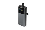 Powerbank - SBS 10000mAh PD 20W Powerbank with LCD Display and Built-in USB-C Cable - Gray Powerbank - Zwart - 10000 mAh - TTBB10000LCDPD20