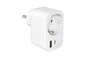 Kabels - diversen - Puro 20W Power Delivery Charger with Schuko Plug and Socket 1x USB-C + 1x USB-A - White - PUTCSPUSBAC20WWHI