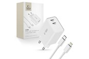 Mobiel - Adapters & Opladers - Tech-Protect C35W AC Charger 2x USB-C PD 35W with USB-C / Lightning Cable - White - 9319456605587