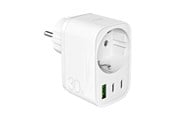 Kabels - diversen - Puro 30W Power Delivery Charger with Schuko Plug and Socket 2x USB-C + 1x USB-A - White - PUTCSPUSBA2C30WWHI