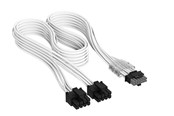 Voedingskabel (intern) - Corsair Elite Premium Individually Sleeved 2x 8-Pin to PCIe 12V-2x6 600W (Type 4) - Wit - CP-8920424