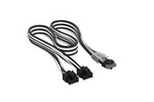 Voedingskabel (intern) - Corsair Elite Premium Individually Sleeved 2x 8-Pin to PCIe 12V-2x6 600W (Type 4) - Zwart / wit - CP-8920425