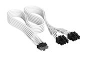 Voedingskabel (intern) - Corsair Elite Premium Individually Sleeved PCIe 12V-2x6 to 2x 8-pin (6+2 split) - Wit - CP-8920436