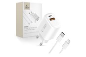 Mobiel - Adapters & Opladers - Tech-Protect NCA30 PD 30W QC3.0 USB-A / USB-C + USB-C / Lightning Cable 100cm - White - 5906302318735