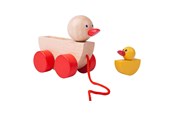 Speelgoed voor baby's - Bigjigs Wooden Pull Animal Duck with Chick - BJ770