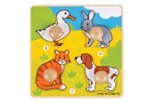Puzzels - Bigjigs Wooden My First Knob Puzzle Pets - 4 pcs. Hout - BJ224