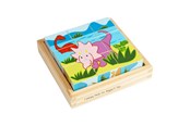 Speelgoed voor baby's - Bigjigs Wooden Block Puzzle Dinosaur - 9 pcs. - BJ513