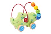 Speelgoed voor baby's - Bigjigs Wooden Push Figure Crocodile with Bead Spiral - BB070
