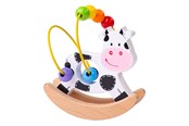 Speelgoed voor baby's - Bigjigs Wooden Swinging Cow with Bead Spiral - BB072