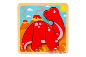 Speelgoed voor baby's - Bigjigs Wooden Shape Puzzle Diplodocus - 4 pcs. - 38030