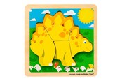 Speelgoed voor baby's - Bigjigs Wooden Shape Puzzle Stegosaurus - 4 pcs. - 38033