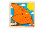Speelgoed voor baby's - Bigjigs Wooden Shape Puzzle Pterodactyl - 4 pcs. - 38034