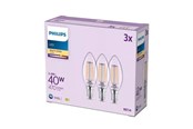 Armaturen & Lampen - Philips LED spot B35 3,4W/827 (40W) Clear 3-pack E14 - 929004589661
