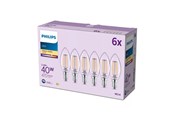 Armaturen & Lampen - Philips LED spot B35 3,4W/827 (40W) Clear 6-pack E14 - 929004589663