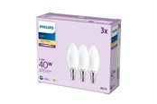 Armaturen & Lampen - Philips LED spot B35 3,4W/827 (40W) Frosted 3-pack E14 - 929004589761