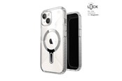 Mobiel - Covers & Cases - Speck Presidio Perfect-Clear Grip ClickLock & MagSafe - iPhone 17e / 16e / 15 / 14 / 13 Case - Clear / Chrome Finish / Serene Silver - 150443-3199
