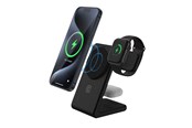 Mobiel - Adapters & Opladers - CRONG MagSpot Pivot Stand - 3-in-1 Wireless Charger with MagSafe for iPhone Apple Watch and AirPods - Black - CRG-MSPS-BLK