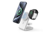 Mobiel - Adapters & Opladers - CRONG MagSpot Pivot Stand - 3-in-1 Wireless Charger with MagSafe for iPhone Apple Watch and AirPods - White - CRG-MSPS-WHT