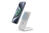 Mobiel - Adapters & Opladers - CRONG MagSpot Stand - 2-in-1 Wireless Charger with MagSafe for iPhone and AirPods - White - CRG-MSS-WHT