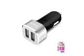 Mobiel - Adapters & Opladers - CRONG Power Car Charger 24W - Car charger 2xUSB 2.4A - aluminum - CRG-PWRC-USB24-ALU