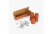 Bordspellen, Kaartspellen & Dobbelspellen - Stanlord 5 stuks dobbelbekers bruin en 25 dobbelstenen in een slimme bag. - 6951395