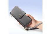 Mobiel - Covers & Cases - Dux Ducis Lava Leather Case for Samsung Galaxy S25+ with Detachable Magnetic Wallet - Grey - 6971824162257