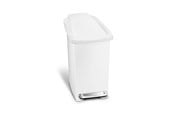 Badkamer accessoires - Simplehuman 10L slim pedal bin white plastic - CW1332