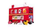 Speelgoed voor baby's - Bigjigs Wooden Shape Sorter Red Animal Bus - 21 pcs. - BJ692