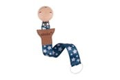 Babyspullen - Akuku The soother band with clip SILVER STARS - A0584
