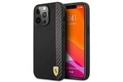 Mobiel - Covers & Cases - Ferrari iPhone 13 Pro Max Cover Carbon Effect Metal Logo Vertical Stripe - Black - 3666339026585