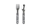 Babyspullen - Akuku Stainless steel spoon and fork GREY - A0100