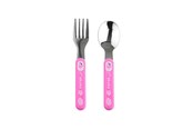 Babyspullen - Akuku Stainless steel spoon and fork PINK - A0101