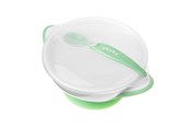 Babyspullen - Akuku Suction bowl with spoon WHITE/GREEN - A0504