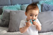 Babyspullen - Akuku Silicone teether/toothbrush SNAIL_blue - A0114