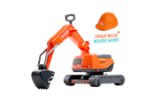 Buiten spelen - Orange Graafmachine incl. helm Kubota - 808-091