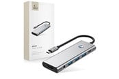 USB hub - Tech-Protect HB04 HUB Adapter 9in1 USB-C + USB2.0 + USB3.0 + HDMI 4K 60Hz + SD / TF + PD100W + AV3.5 - Grey USB hub - 5 - USB 3.0 - Grijs - 5906302360536