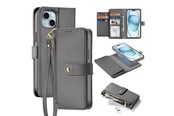 Mobiel - Covers & Cases - Dux Ducis Lava Leather Case for iPhone 15 - Grey - 6971824163100